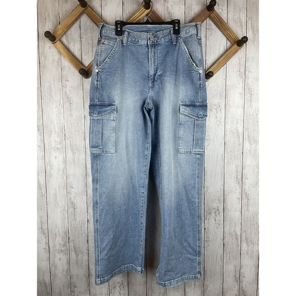 GAP Denim - Gap Jeans Women's 30 / 10R  Organic Cotton 90s Loose Mid Rise Cargo Blue